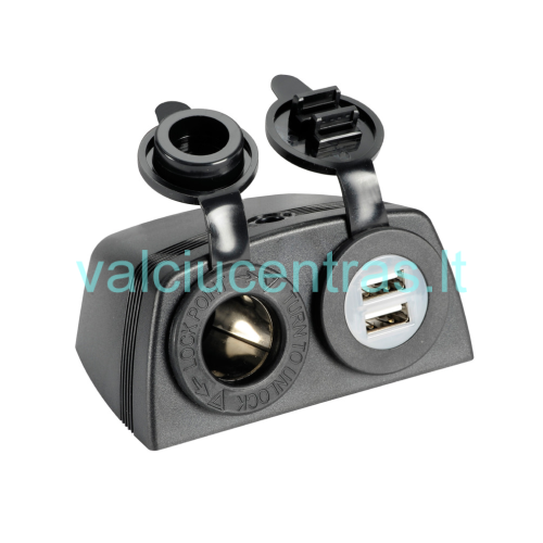 Dvigubas USB lizdas ir cigaretės uždegėjas Dvigubas USB lizdas ir cigaretės uždegėjas